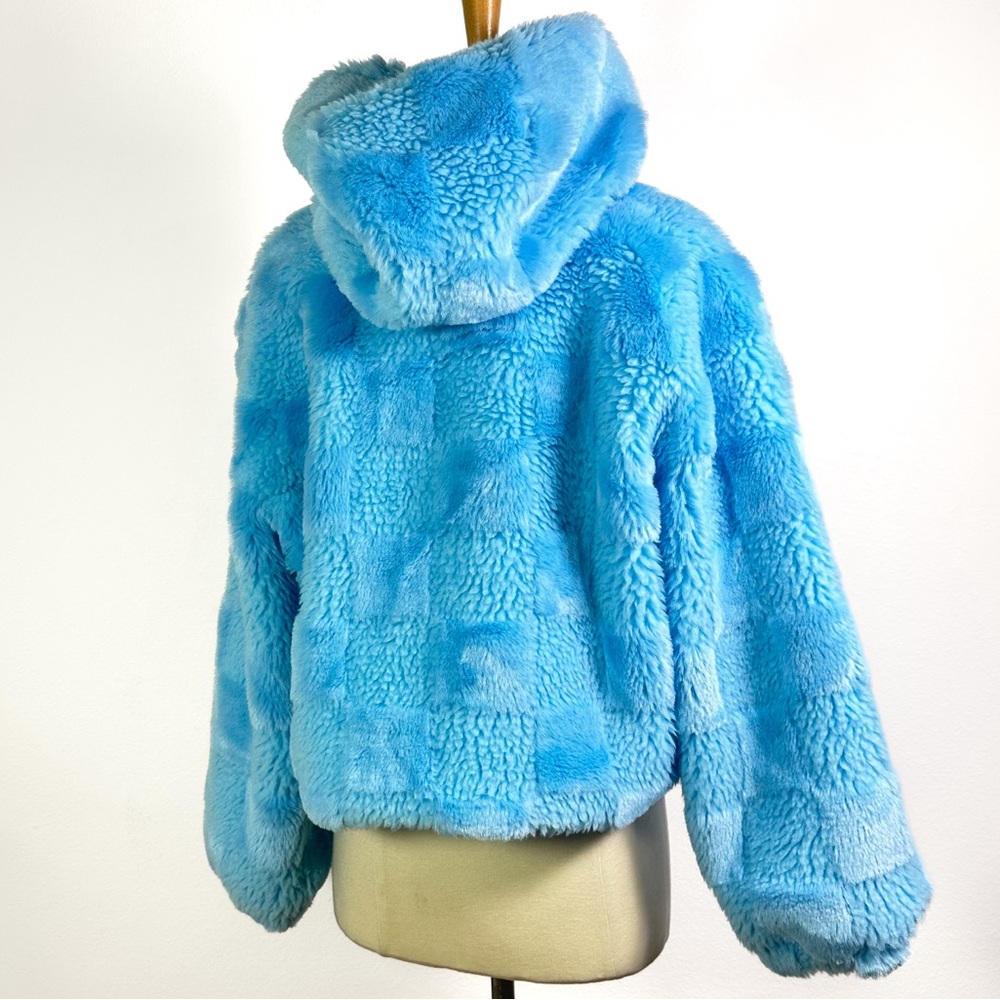 By Anthropologie Cropped Faux Fur Hoodie Jacket NWT - Picture 7 of 13